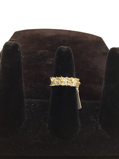 Silver Ring w/Rhinestones & Gold Accents