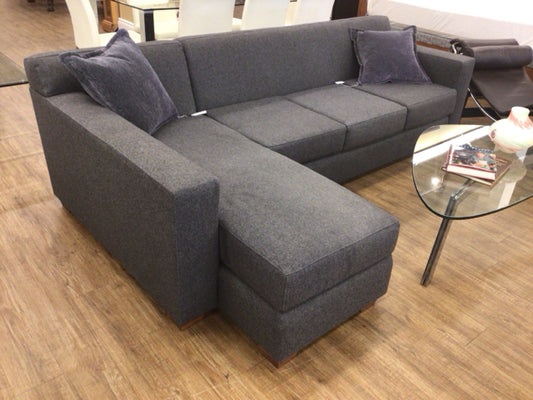 De La Espada Grey Fabric Two PC Sectional