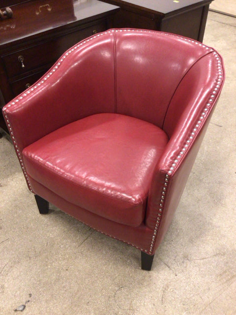Red Barrel Chair W/Nailheads