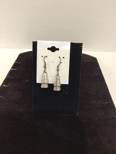 Silver Earrings w/Decorated Stacked Cups