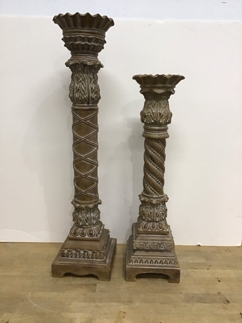30",24" Graduated Wood Column Candle Holders