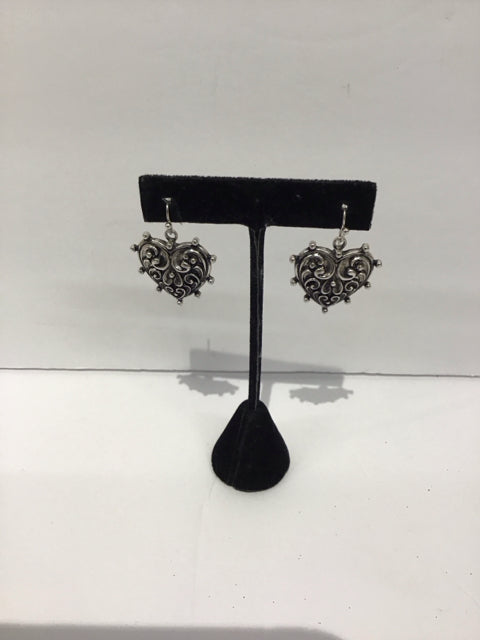 Silver Earrings w/Dangling Hearts