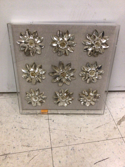 15 3/4" Square Shadow Box Flower Wall Decor