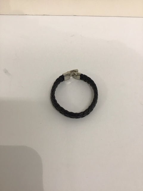 Men's Black Leather Magnetic Bracelet