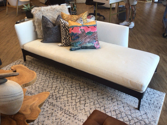Cream Fabric Upholstered Chaise