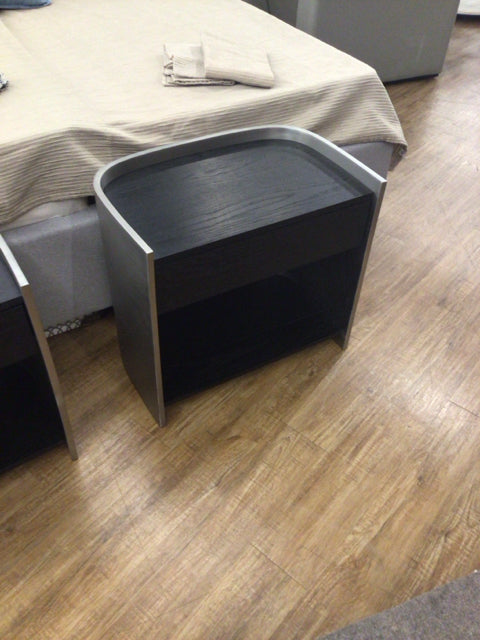 CB2 Silver Metal Black One Drawer Nightstand