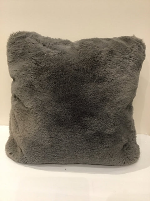 Grey Faux Fur Pillow
