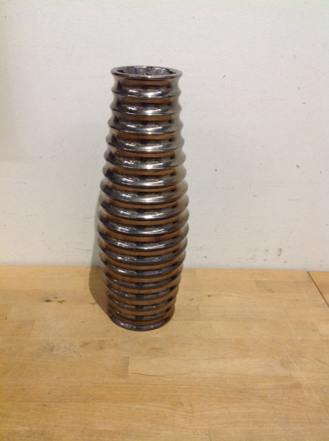 16" Silver Ceramic Glazed Vase