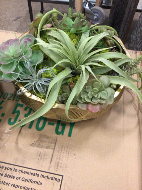 Z Gallerie Faux Decorative Plants In Matte Gold Planter