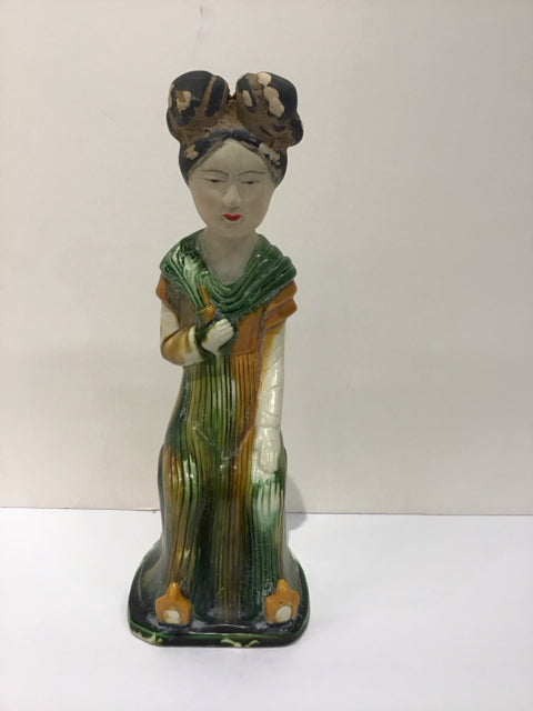 13" Tang Dynasty Sancai Glazed Ceramic Woman