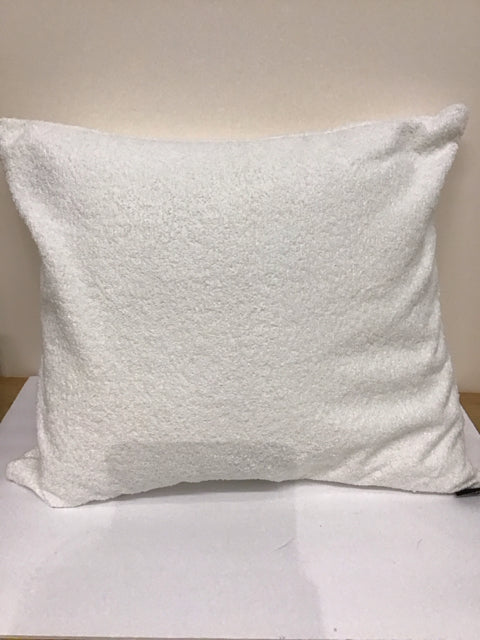 24" White Boucle Pillow