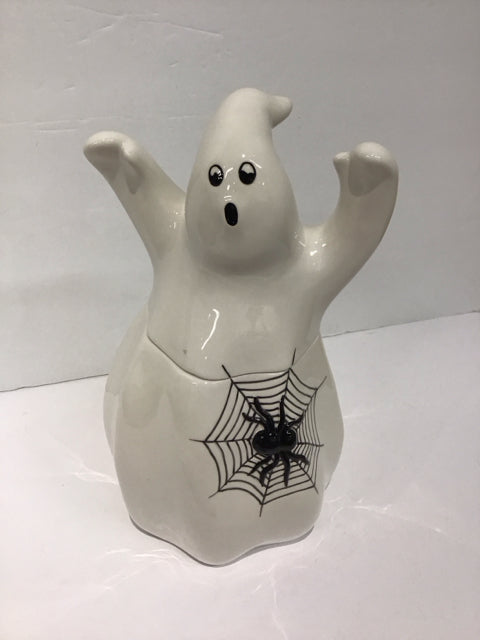 12" White Ceramic Ghost Cookie Jar