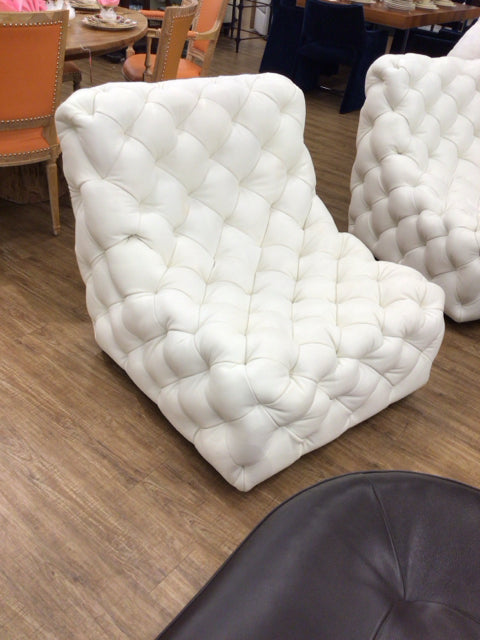 Bernhardt Rigby Leather Tufted Swivel Chair