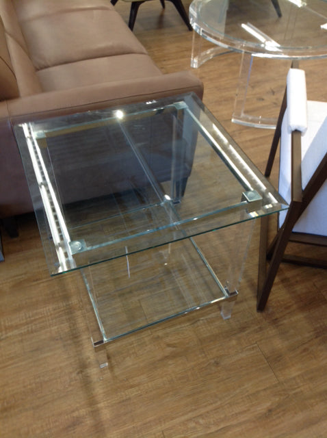 24" Lucite Chrome Glass End Tables