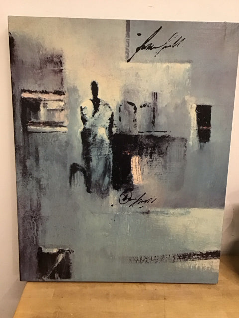 24"x30" Blue Canvas Abstract Art Print