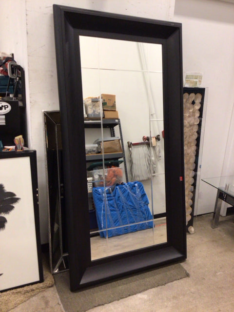 39 1/2" X 79 1/4" Beveled Black Framed Floor Mirror