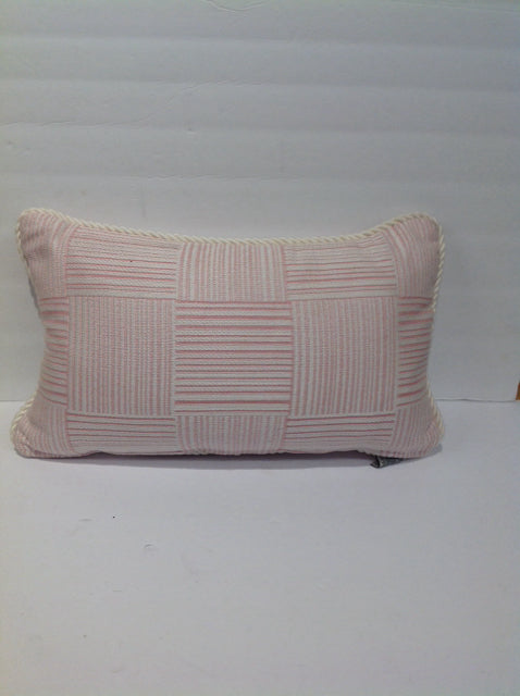 20" Frontgate Pink/White Boucle Striped Pillow