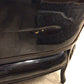 AS-IS Black Lacqured Vinyl Framed Face Print Settee(Damage To Back/Trim Loose)