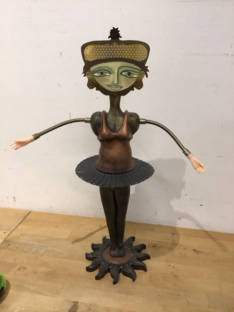 23" Metal Bearded Women Sculpture