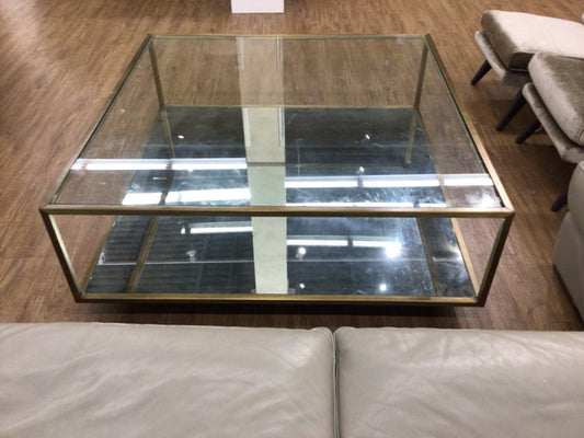 48" Square RH Glass Top Metal Coffee Table