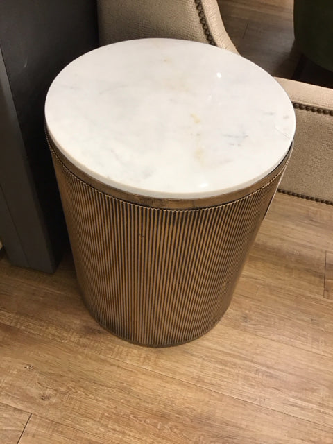 Rd Marble Gold Metal Accent Table