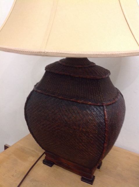 30" Brown Rattan Style Lamp
