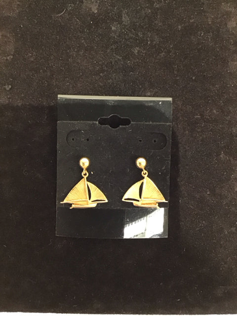 Gold Sailboat Earrings