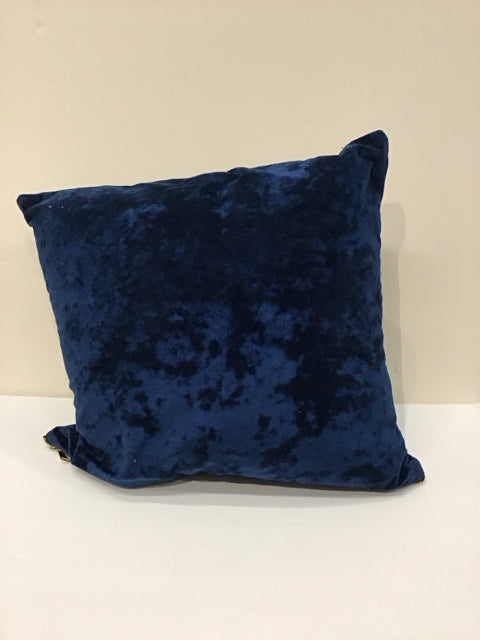 Crushed Blue Velvet Pillow w/Gold Zipper