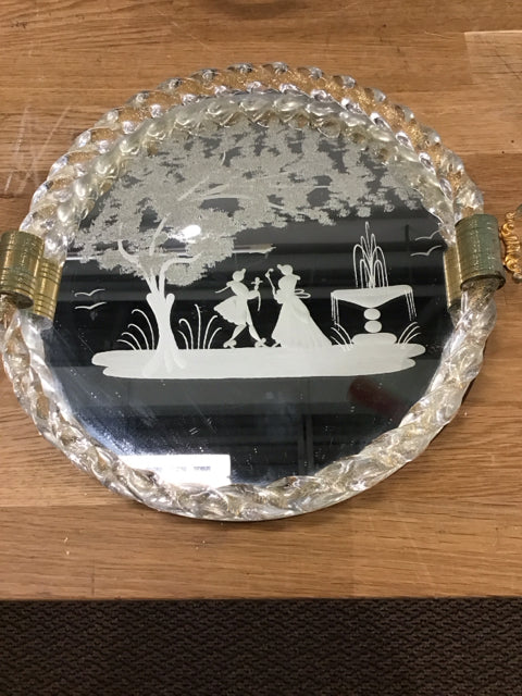 13" Rope Edge Venetian Murano Glass Tray