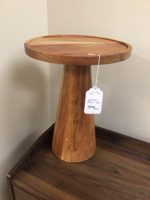 14" Round Wood/Cone Base Accent Table