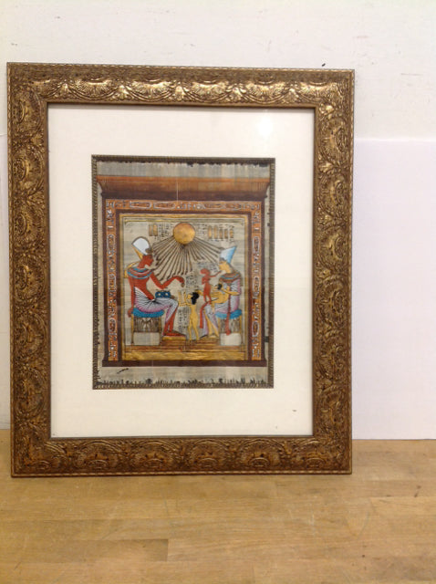 21"x25" Egyptian Papyrus Royal Akhenton & Nefertiti