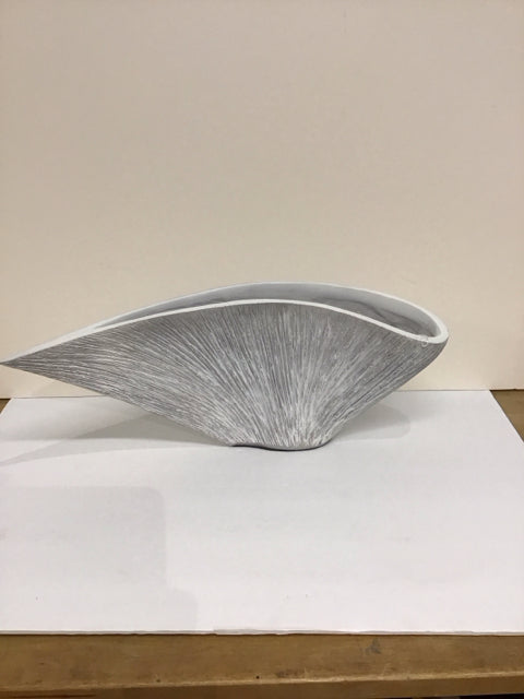 White Weathered Abstract Wave Vase