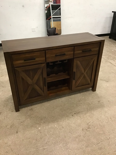 Dark Wood Bar Cabinet AS-IS Scratches on Top