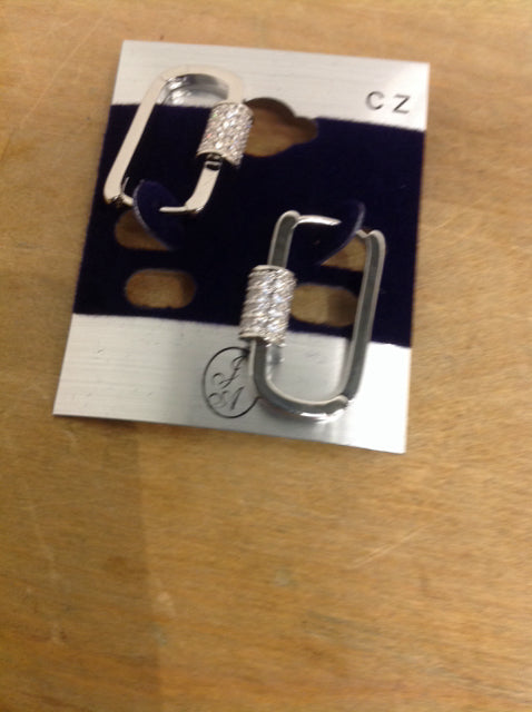 Earrings- Cartier Style Silver Screw Paive