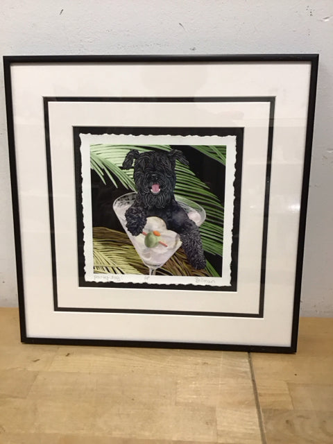 13" Framed "Party Dog" By Billman