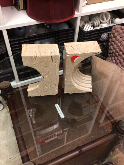 Pair Of Bo Concepts Stone Geometric Book Ends