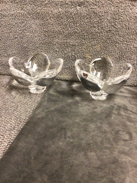 Pair Of Orrefors Glass Candle Holders