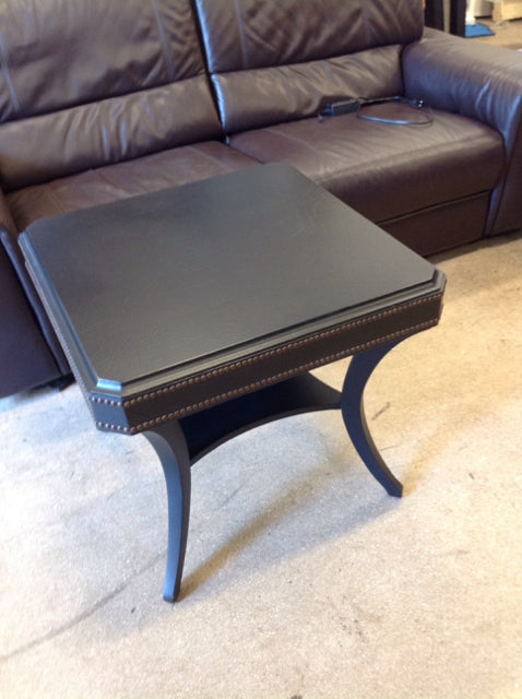 EA Black Leather w/Nailhead Trim Side Table