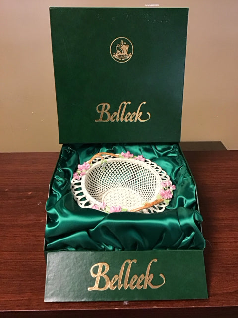8" Belleek Wedding Bouquet Basket Bowl