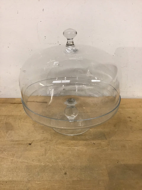 11" Luigi Bormioli Lidded Clear Glass Cake Plate