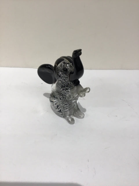 5.5" Art Deco Glass Elephant w/Black Ears