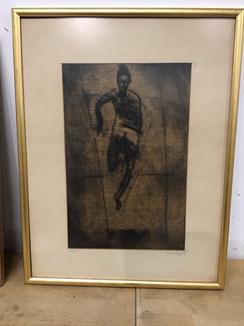 20"x26" "Running Man" By Fu Fu Sheng Signed Art