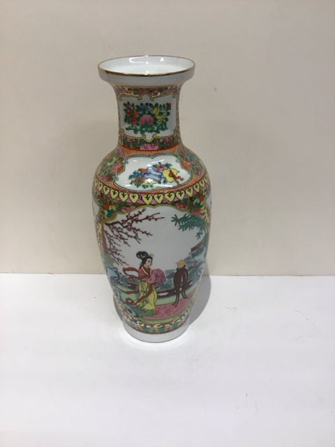 12" Rose Medallion Hand Painted Vase