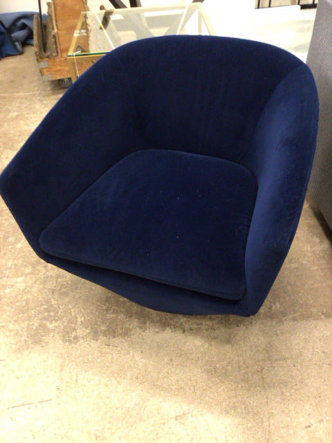 Navy Fabric Swivel Arm Chair
