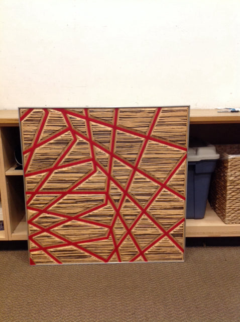 39" Sq Wood/Resin Geometric Abstract Art