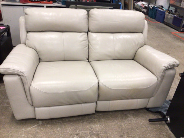 Tan Dual Power Recling Leather Sofa