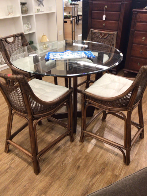 Set Of 4 RTG Isla Bay Brown Counter Stools
