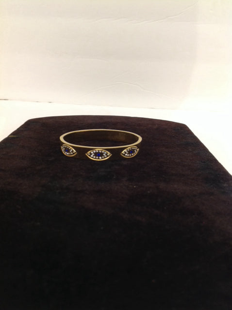 Gold Cuff Bracelet w/Rhinestone Eyes