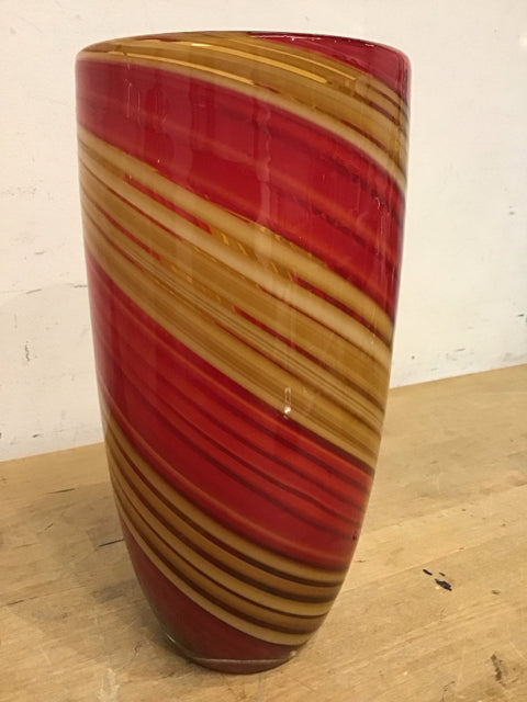 10.5" Red/Yellow Gold Swirl Vase