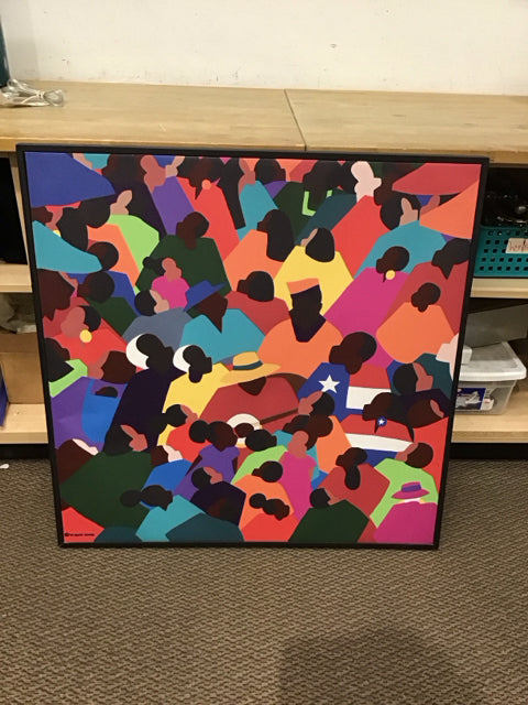 36"Sq Framed "Juneteenth Jigsaw" Sinthia St James